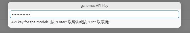 输入个人 API 密钥